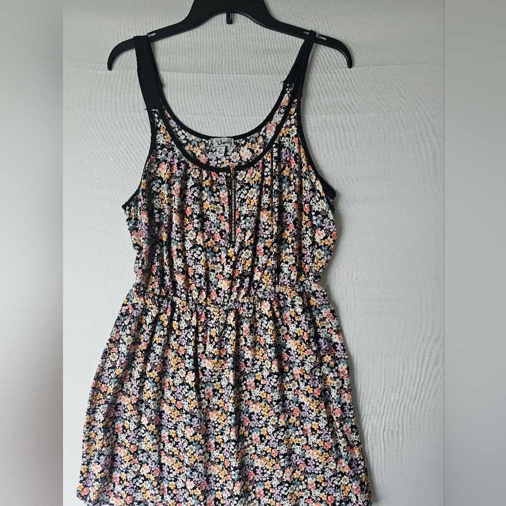 J for Justify Floral Tank Dress in Black with Pink, Yellow, White Flowers - Picture 4 of 11